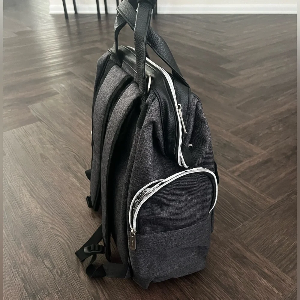 Baby Brezza Lucia Backpack Diaper Travel Cooler Bag Grey
